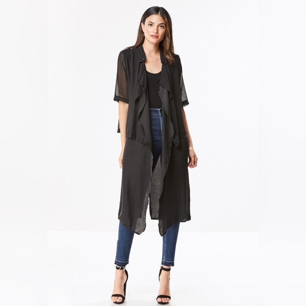 Black Sheer Long Cardigan